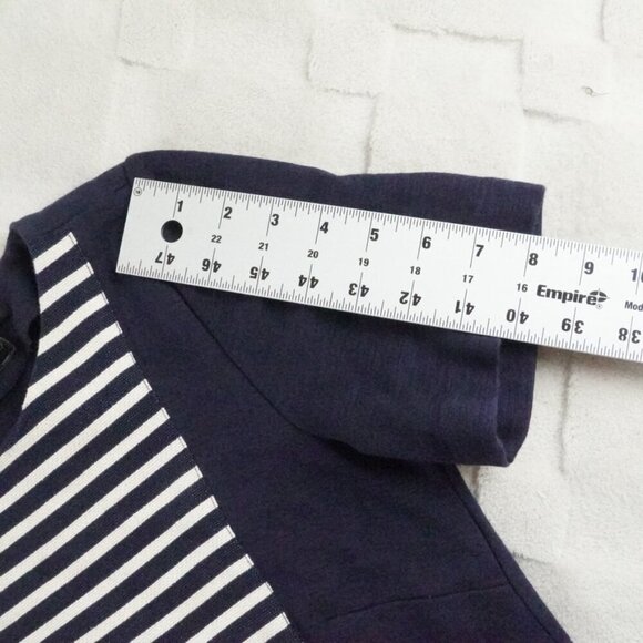 J.Crew Knit Shift Dress Womens 6 Navy Blue & Cream Stripe Career Preppy - Picture 10 of 12